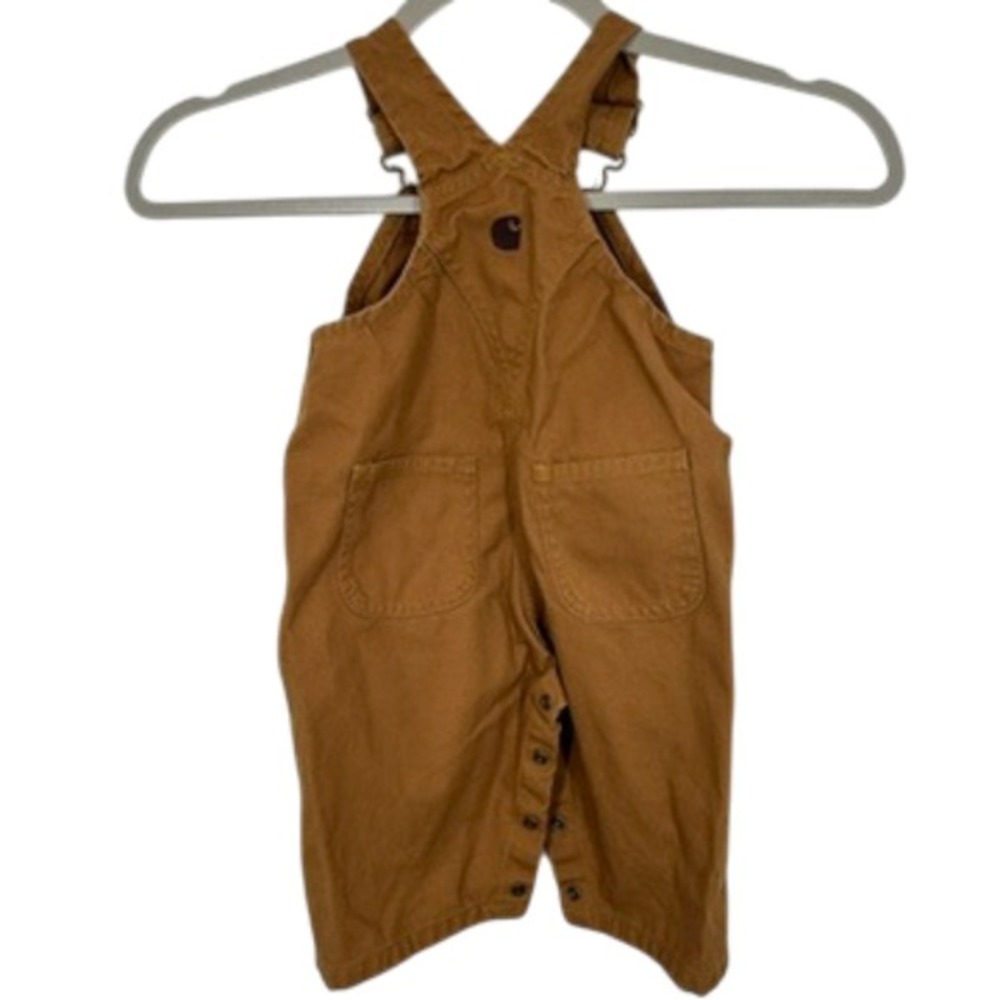 Carhartt Baby Toddler Set Brown Canvas Bib Overalls and Black Sweatshirt Size 6M - Picture 16 of 16